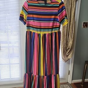 SHEIN Colorful Striped Midi Dress